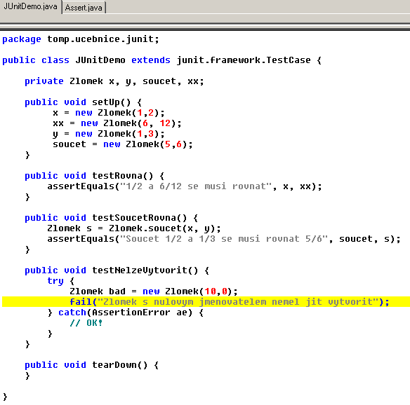 Testovac třda JUnitDemo